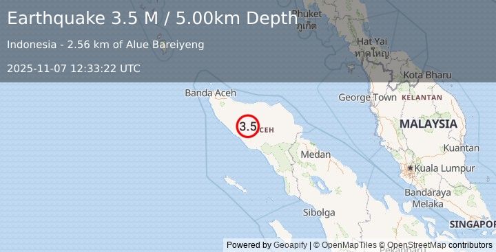 Earthquake Northern Sumatra, Indonesia (3.5 M) (2025-11-07 12:33:22 UTC)