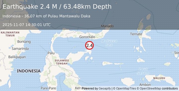 Earthquake Minahassa Peninsula, Sulawesi (2.4 M) (2025-11-07 14:30:01 UTC)