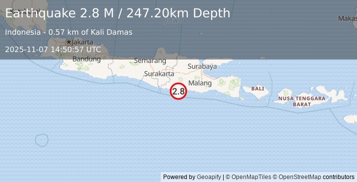 Earthquake Java, Indonesia (2.8 M) (2025-11-07 14:50:57 UTC)
