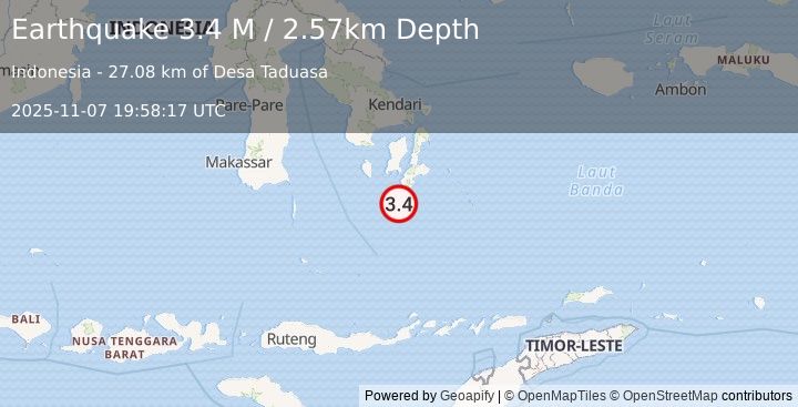 Earthquake Sulawesi, Indonesia (3.4 M) (2025-11-07 19:58:15 UTC)