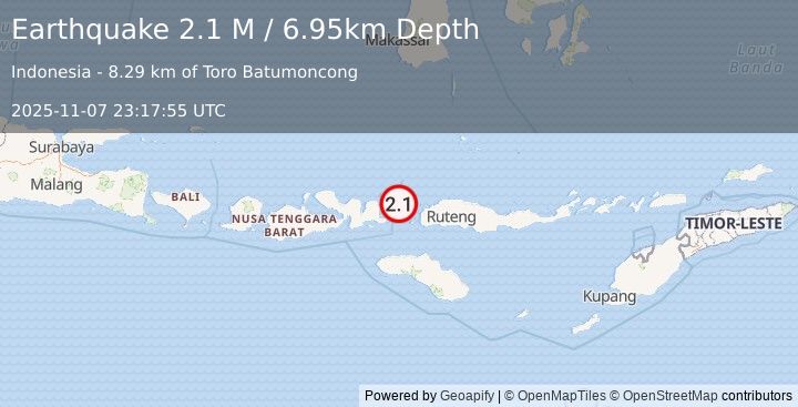 Earthquake Flores Region, Indonesia (2.1 M) (2025-11-07 23:17:55 UTC)