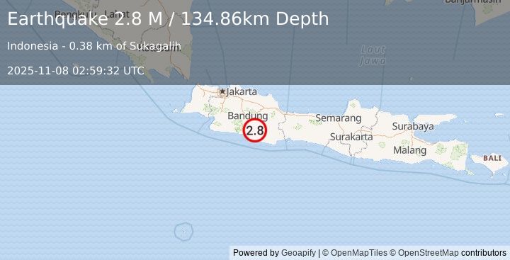 Earthquake Java, Indonesia (2.8 M) (2025-11-08 02:59:32 UTC)
