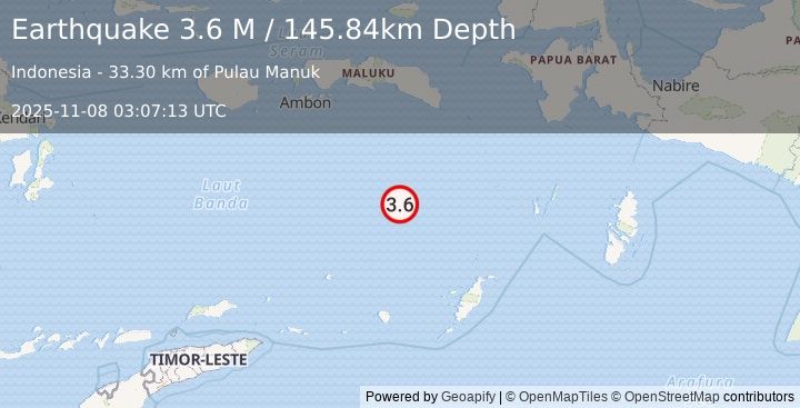Earthquake Banda Sea (3.6 M) (2025-11-08 03:07:13 UTC)