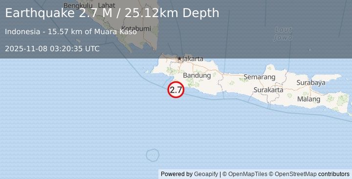 Earthquake Java, Indonesia (2.8 M) (2025-11-08 03:20:34 UTC)