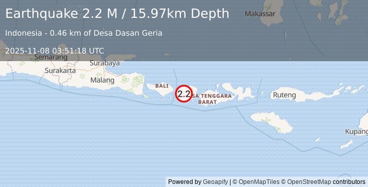 Earthquake Sumbawa Region, Indonesia (2.2 M) (2025-11-08 03:51:17 UTC)