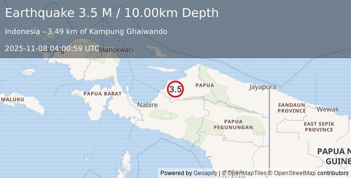 Earthquake West Papua, Indonesia (3.7 M) (2025-11-08 04:00:57 UTC)