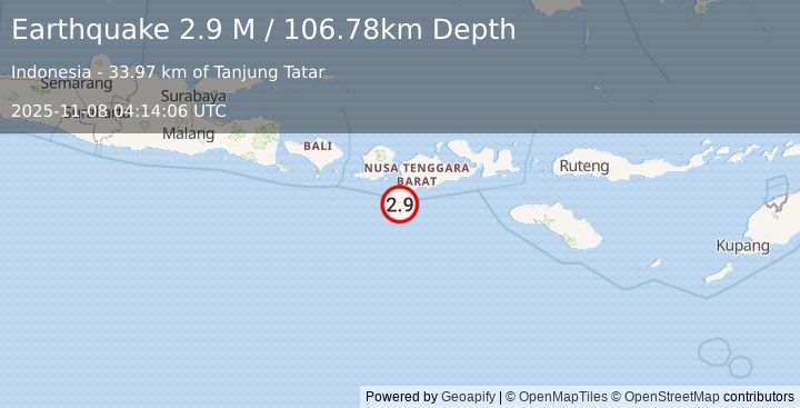 Earthquake Sumbawa Region, Indonesia (2.9 M) (2025-11-08 04:14:06 UTC)