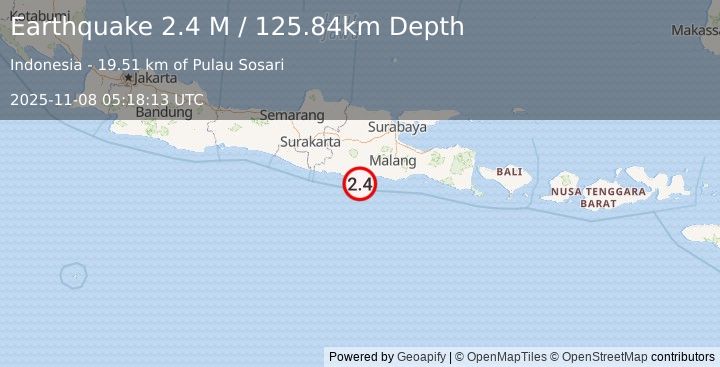 Earthquake Java, Indonesia (2.3 M) (2025-11-08 05:18:15 UTC)