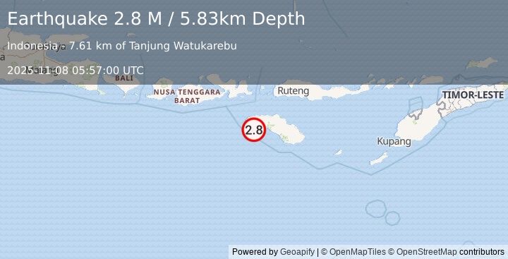 Earthquake Sumba Region, Indonesia (2.7 M) (2025-11-08 05:56:59 UTC)