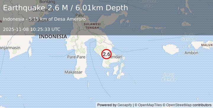 Earthquake Sulawesi, Indonesia (2.4 M) (2025-11-08 10:25:32 UTC)