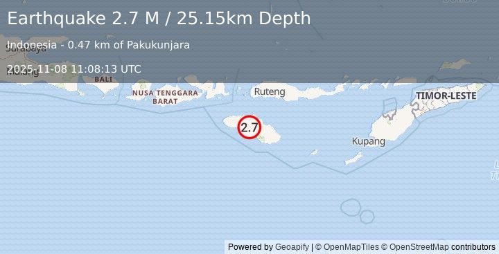 Earthquake Sumba Region, Indonesia (2.7 M) (2025-11-08 11:08:12 UTC)