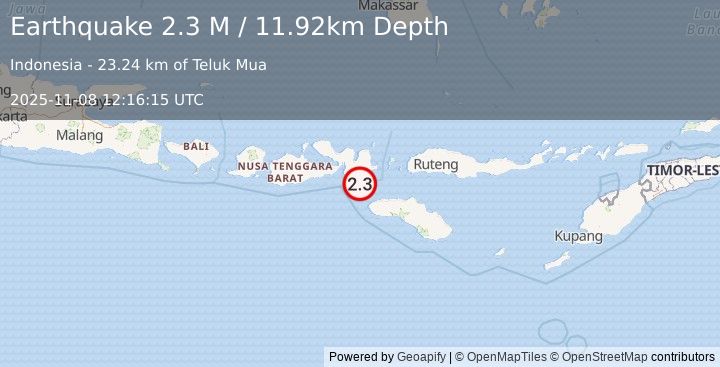 Earthquake Sumbawa Region, Indonesia (2.3 M) (2025-11-08 12:16:15 UTC)