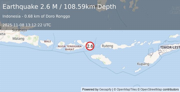 Earthquake Sumbawa Region, Indonesia (2.6 M) (2025-11-08 13:12:22 UTC)