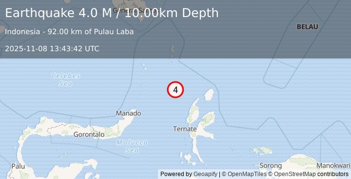 Earthquake Northern Molucca Sea (3.7 M) (2025-11-08 13:43:41 UTC)
