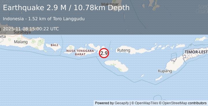 Earthquake Sumbawa Region, Indonesia (2.6 M) (2025-11-08 15:00:23 UTC)