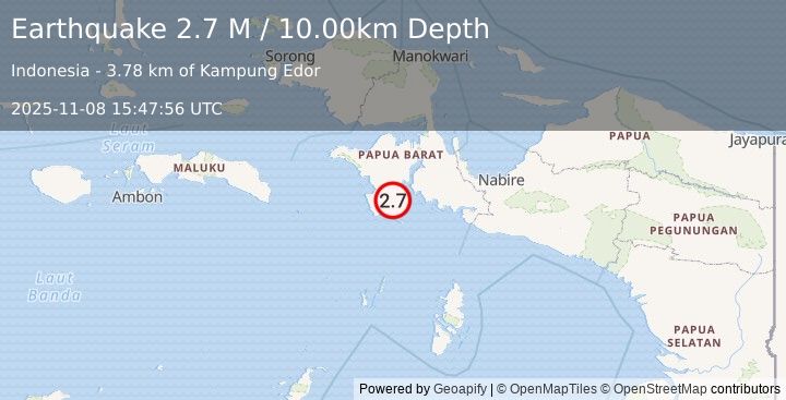 Earthquake West Papua Region, Indonesia (2.5 M) (2025-11-08 15:47:53 UTC)