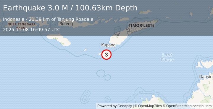 Earthquake Timor Region (2.9 M) (2025-11-08 16:10:01 UTC)