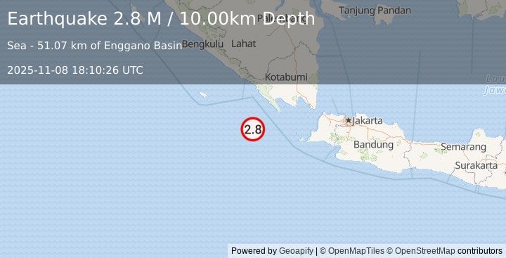 Earthquake Sunda Strait, Indonesia (2.7 M) (2025-11-08 18:10:28 UTC)