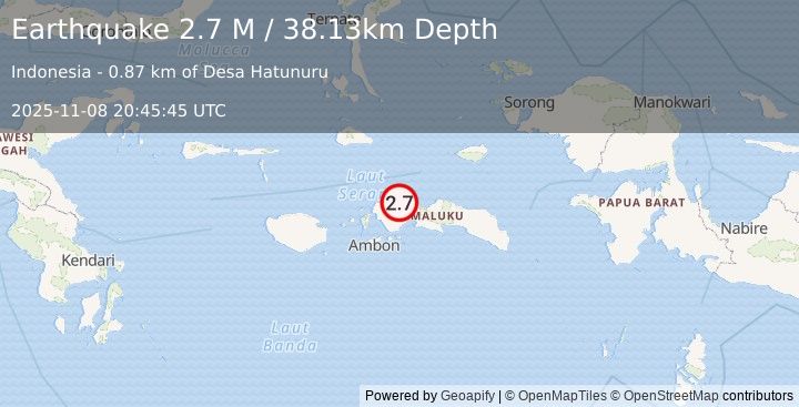 Earthquake Ceram Sea (2.9 M) (2025-11-08 20:45:44 UTC)