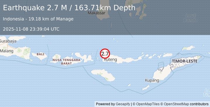 Earthquake Flores Region, Indonesia (2.7 M) (2025-11-08 23:39:04 UTC)