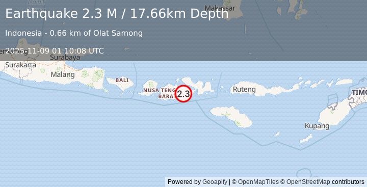 Earthquake Sumbawa Region, Indonesia (2.3 M) (2025-11-09 01:10:08 UTC)