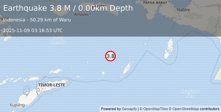 Earthquake Banda Sea (3.8 M) (2025-11-09 03:16:53 UTC)