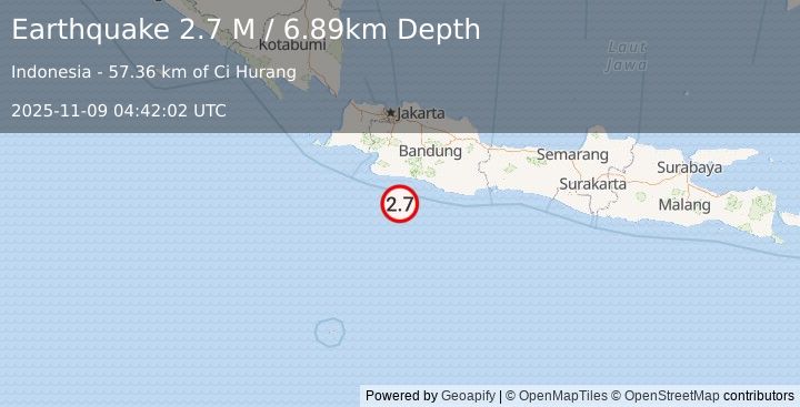 Earthquake Java, Indonesia (2.5 M) (2025-11-09 04:42:01 UTC)
