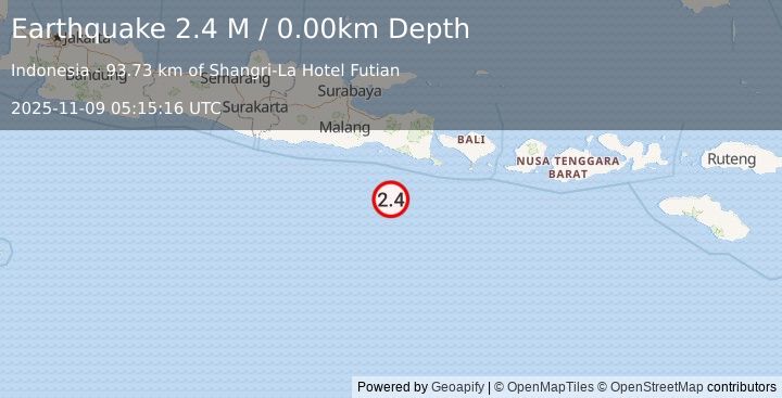 Earthquake Java, Indonesia (2.8 M) (2025-11-09 05:15:19 UTC)