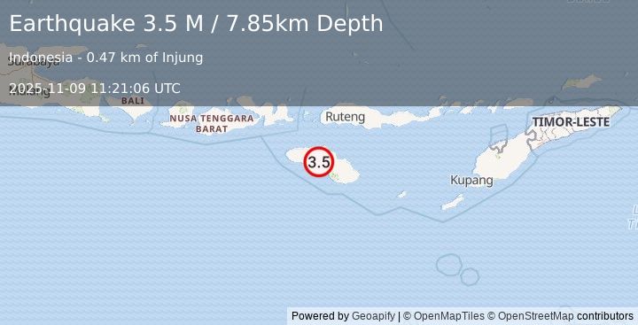 Earthquake Sumba Region, Indonesia (3.5 M) (2025-11-09 11:21:05 UTC)