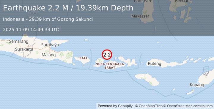 Earthquake Bali Sea (2.2 M) (2025-11-09 14:49:33 UTC)