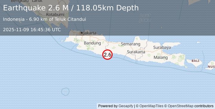 Earthquake Java, Indonesia (2.5 M) (2025-11-09 16:45:38 UTC)