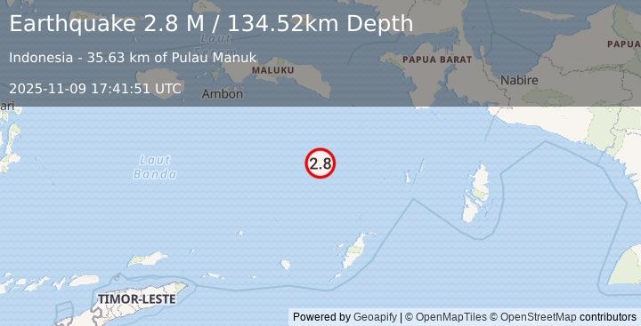 Earthquake Banda Sea (3.1 M) (2025-11-09 17:41:49 UTC)