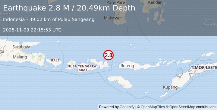 Earthquake Flores Sea (2.8 M) (2025-11-09 22:15:53 UTC)