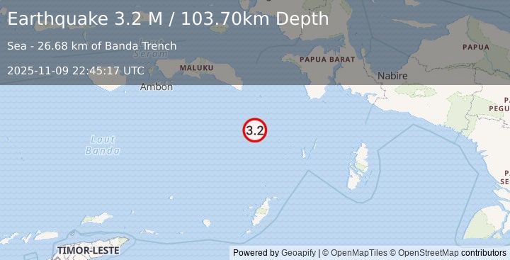 Earthquake Banda Sea (3.7 M) (2025-11-09 22:45:18 UTC)