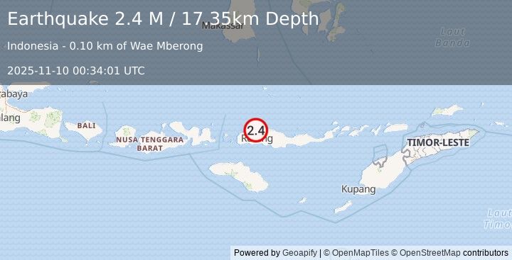 Earthquake Flores Region, Indonesia (2.4 M) (2025-11-10 00:34:01 UTC)