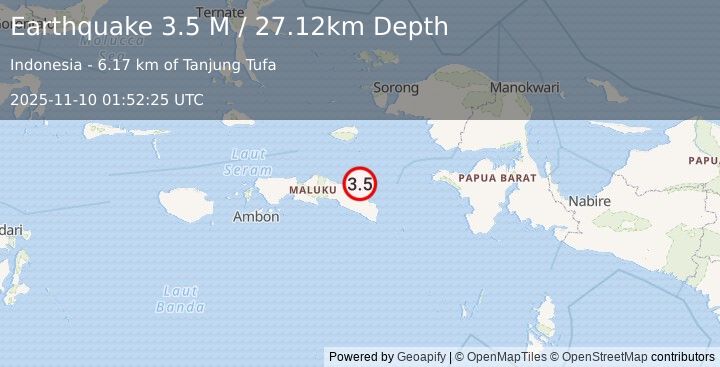 Earthquake Seram, Indonesia (3.5 M) (2025-11-10 01:52:25 UTC)
