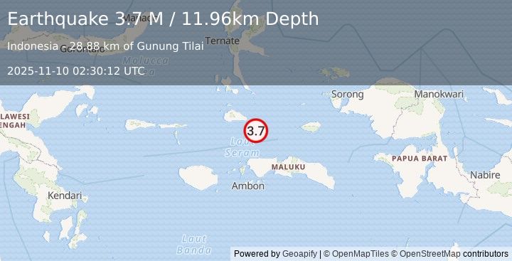 Earthquake Halmahera, Indonesia (3.7 M) (2025-11-10 02:30:12 UTC)