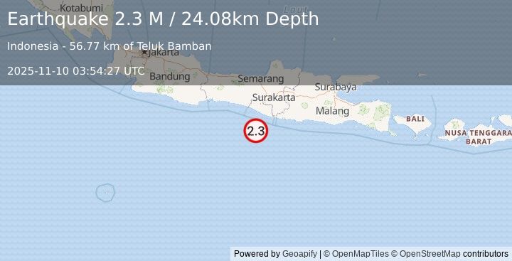 Earthquake Java, Indonesia (2.2 M) (2025-11-10 03:54:26 UTC)