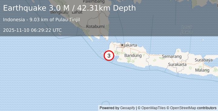 Earthquake Java, Indonesia (2.4 M) (2025-11-10 06:29:37 UTC)