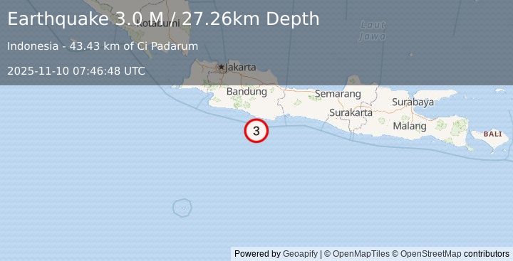 Earthquake Java, Indonesia (3.0 M) (2025-11-10 07:46:49 UTC)