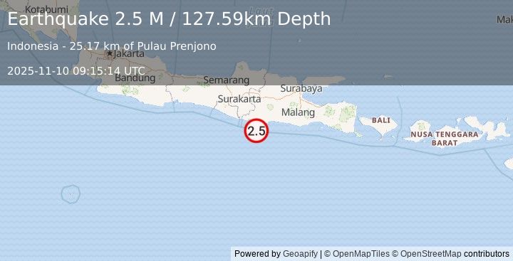 Earthquake Java, Indonesia (2.5 M) (2025-11-10 09:15:14 UTC)