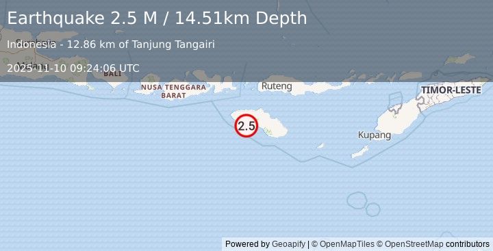 Earthquake Sumba Region, Indonesia (2.5 M) (2025-11-10 09:24:06 UTC)