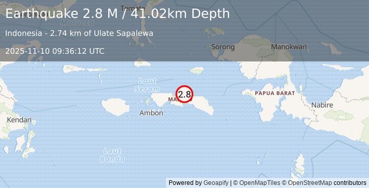 Earthquake Seram, Indonesia (3.1 M) (2025-11-10 09:36:11 UTC)