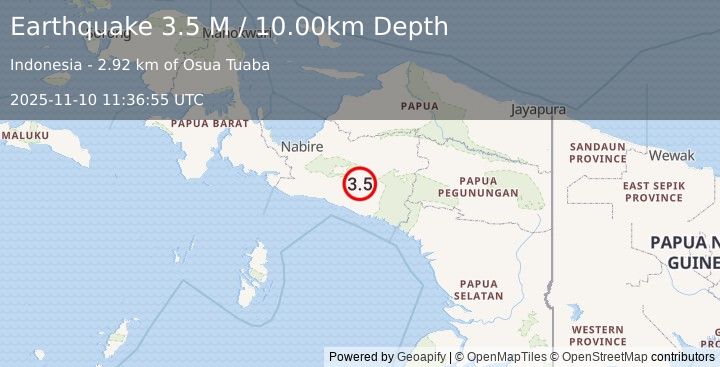 Earthquake West Papua Region, Indonesia (3.3 M) (2025-11-10 11:36:53 UTC)