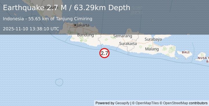 Earthquake Java, Indonesia (2.5 M) (2025-11-10 13:38:09 UTC)
