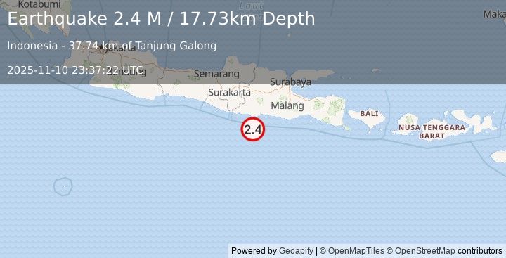 Earthquake Java, Indonesia (2.5 M) (2025-11-10 23:37:21 UTC)