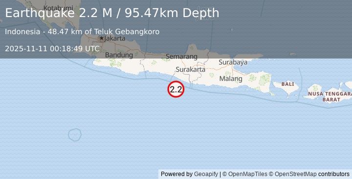 Earthquake Java, Indonesia (2.2 M) (2025-11-11 00:18:49 UTC)