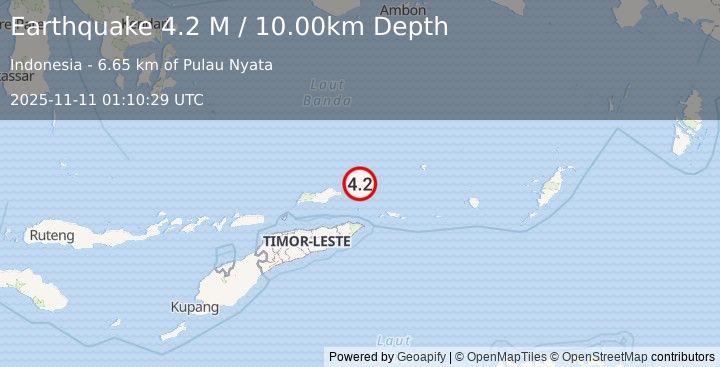 Earthquake Banda Sea (4.3 M) (2025-11-11 01:10:25 UTC)