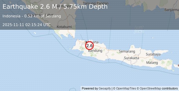 Earthquake Java, Indonesia (2.4 M) (2025-11-11 02:15:25 UTC)