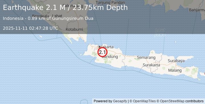 Earthquake Java, Indonesia (2.0 M) (2025-11-11 02:47:28 UTC)